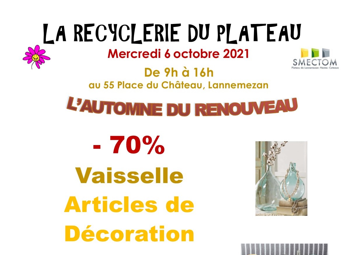Pour fêter l'automne, -70% sur la déco & la vaisselle à la Recyclerie le mercredi 6 octobre 2021 !
